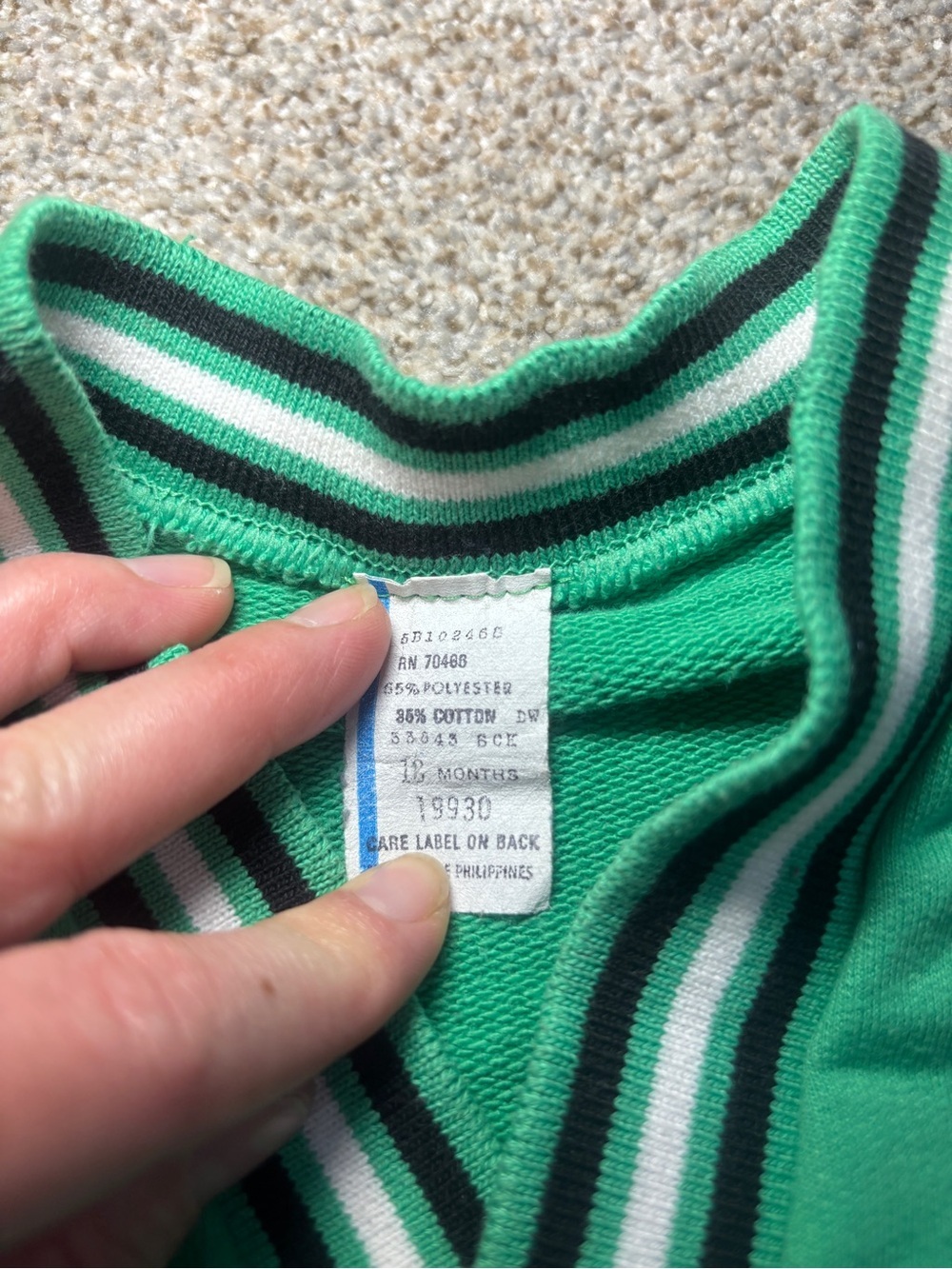 Vintage Baby Varsity Jackrt Green & Black Varsity Emblem Kids Cardigan Jacket 18 - Picture 4 of 6